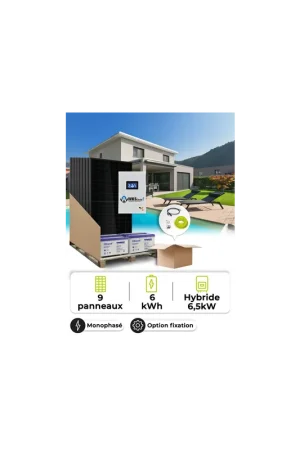 Meilleure Vente Kit Solaire Autoconsommation 4,1 kWc – Mono 6,5 kW – Batterie plomb