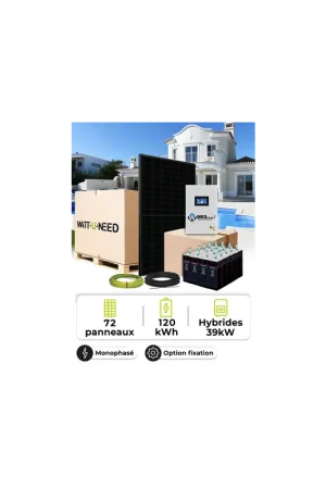 Kit Solaire Autoconsommation 32,4 kWc – Mono 30 kW – Batterie OPzS 120 kWh Soldes