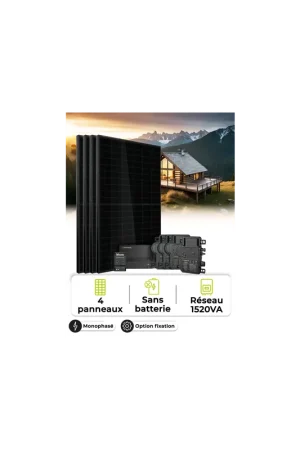 Bon Marché Kit Solaire Autoconsommation / Réinjection 1,8 kWc – Mono 1,52 kVA – sans stockage