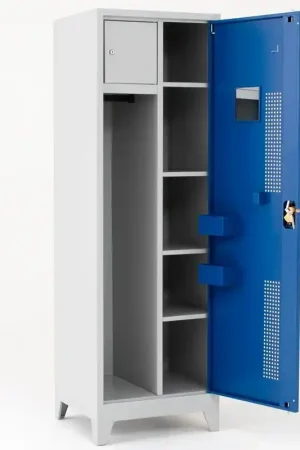 Vestiaire Monobloc 1 Colonne Fermeture par Cadenas 60x190x50cm Bleu - 102513 - NEUF Déclassé Remise