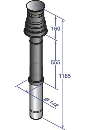 Terminal Vertical DE DIETRICH Pour Chaudière NANEO EMC-M DY843 Diamètre 80/125mm en Polypropylène Noir - 100002732 - NEUF Vente Directe
