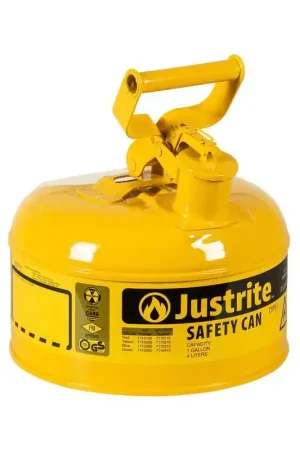 Bidon de Sécurité 4L JUSTRITE Acier Pour Produits Inflammables, Dangereux et Diesel Type I - 7110200Z - NEUF Haute Qualité