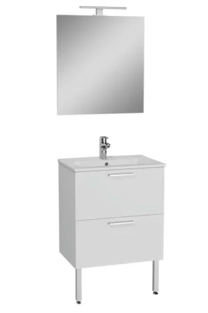 Remise Meuble Vasque Céramique 2 Tiroirs VITRA Mia avec Miroir et Led - 75071 - NEUF