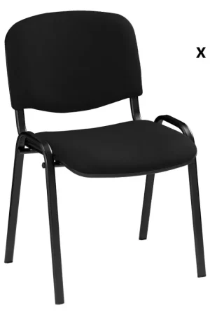 Lot de 4 Chaises de Bureau Réunion MTI Noires Empilables 4 Pieds - Cx4-PR500 - NEUF Déclassé Commander Vite