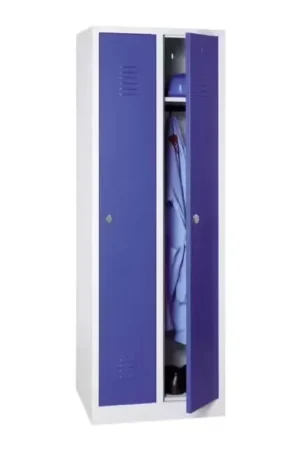 Dernier Modèle Vestiaire Industrie Propre 2 Colonnes MTI Fermeture par Moraillon 180x60x50cm Bleu Gris - WMIP2-GB - NEUF Déclassé