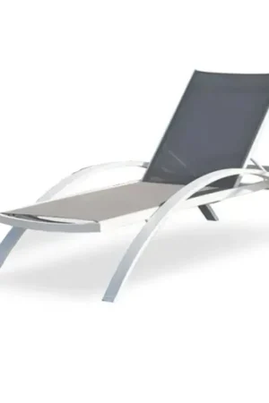 Bain de Soleil Transat Chaise Longue DCB GARDEN Multi-Positions en Aluminium Blanc - BARCELONA-CL-BLANC - NEUF Expédition Rapide