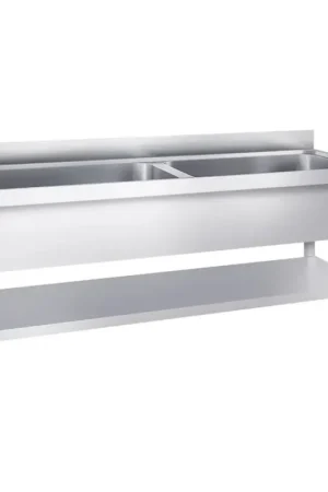 Plonge Inox GOLDINOX 2 Grandes Cuves L2000mm P700mm H850mm - TRX2072 - NEUVE Soldes