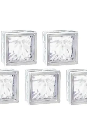 Lot 5 Briques de Verre LA ROCHÈRE Cubiver2 Nuagé Incolore pour Paroi de Douche 19,6x19,6x8cm - 60007JC - NEUF Bon Plan