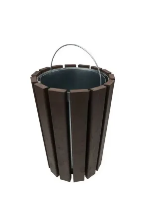 Acheter Direct Poubelle Ronde à Bac Extérieur 70L Escapade Marron Hauteur 85cm - A398129 - NEUVE Déclassée