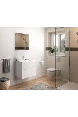 Meuble Sous-Vasque à Suspendre de Salle de Bain AQUARINE Prefixe 2 Tiroirs Blanc - 241453 - NEUF Offre Exclusive