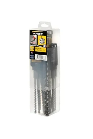 Bon Plan Coffret 15 Forets Béton Ø5-6-8x160mm Ø10-12x210mm DIAGER Booster Plus Compatible SDS-Plus 3 Taillants Perforateur - 5019A - NEUF