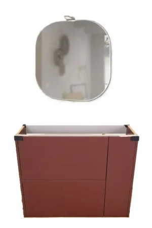 Prix Réduit Ensemble Meuble Sous-Vasque Rouge et Miroir DELPHA Delphy Optimise - B7PV2CP90 - MIOB8080 - NEUF Déclassé