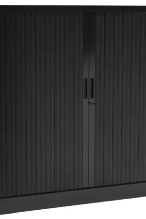 Armoire Basse à Rideaux de Bureau MTI 2 Tablettes Corps et Rideaux Noir 120x105x43cm - AMR1210-NR - NEUVE Déclassée Achat Immédiat