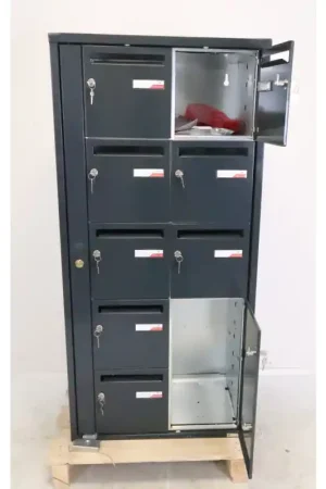 Soldes Bloc de 8 Boites aux Lettres + 1 Case à Colis RENZ Collective Intérieur Mural Gris Anthracite - 2x5 - NEUF Déclassé
