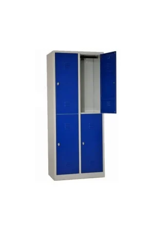 Vestiaire Biplace 4 Casiers L80xH180xP50cm Fermeture Moraillon Gris 4 Portes Bleues - NT-BI-4X - NEUF Déclassé Commande En Gros