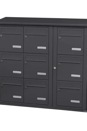 Bloc de 9 Boites aux Lettres LEABOX Collective Extérieur Gris Sans Pieds - 3x3 - NEUF Déclassé Dernière Chance