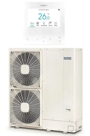 Petit Prix Pompe à Chaleur Monobloc Air/Eau 14kW HITACHI Yutaki M Monophasé avec Télécommande - RASM-4VR1E - NEUVE
