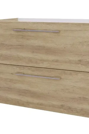 Meilleure Vente Meuble Sous Vasque de Salle de Bain 80cm AQUANCE Media26145 2 Tiroirs Chêne Nebraska Naturel - A2370895 - NEUF