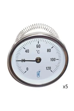 Prix Cassé Lot de 5 Thermomètres Applique à Cadran A45D DISTRILABO 0-120°C Ø80mm - 74504D - NEUF