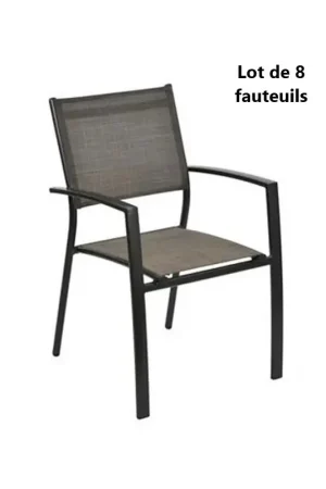 Lot de 8 Chaises Fauteuils de Jardin OOGARDEN Antalya avec Accoudoirs en Aluminium - KTE-00981 - NEUF Déclassé Bon Plan