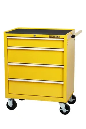 Achat Immédiat Servante d'Atelier Mobile 4 Tiroirs STANLEY Charge 23kg par Tiroir Jaune Sans Outils - STMT1-75063 - NEUF
