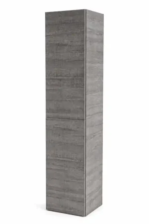 Colonne de Salle de Bain Suspendue L35xH170cm AQUANCE Media 2 Portes Réversibles Décor Bois Gris - MEDIA26285 - NEUVE Déclassé Expédition Rapide