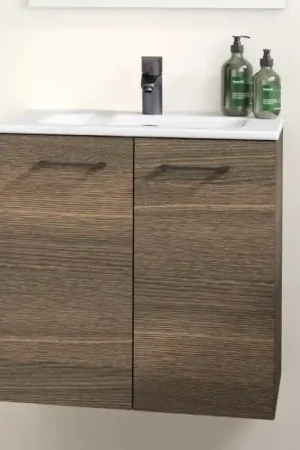 Meuble Sous-Vasque 2 Portes de Salle de Bain AQUANCE Média 60cm Razor Gris- MEDIA26038 - NEUF Nouveauté