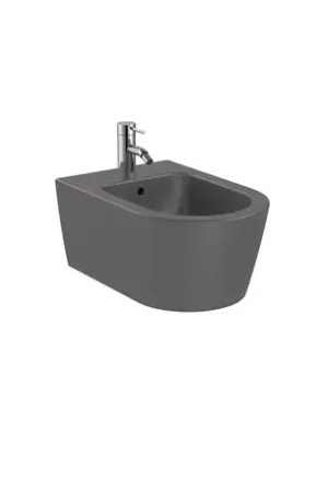 Bidet suspendu Inspira Round Onyx, 37x56x40 cm, 1 trou percé, 2 trous préperçés Haute Qualité