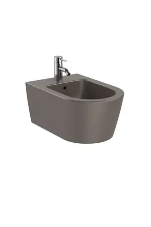 Bidet suspendu Inspira Round Café, 37x56x40 cm, 1 trou percé, 2 trous préperçés Prix Choc