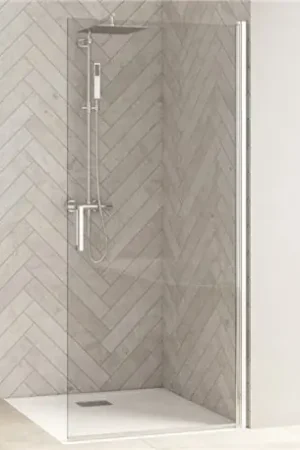 Vente Flash Porte de douche Smart Design Solo P Verre transparent 130 cm Blanc