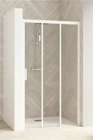 Achat Immédiat Porte de douche Smart Design 3V sans seuil Verre transparent 130 cm Blanc