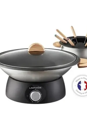 Wok et Service à fondue 349019 900 Watts noir Réduction