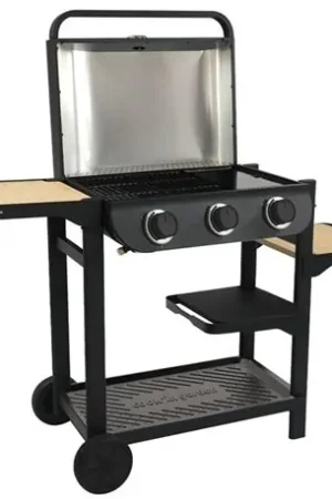 Prix Choc Barbecue gaz 3 brûleurs Flavo 60 AM083T 8400 Watts noir et bois