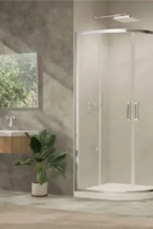 Vente Flash Porte de douche quart de rond coulissant Ancoswing 90 cm profilé argent