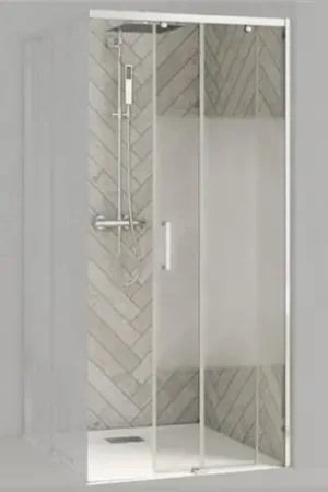 Vente Flash Porte de douche Smart Design AC Sans seuil verre sérigraphié 90 cm profilé Chromé