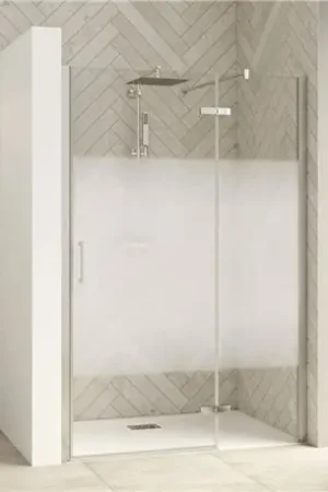 Vente Flash Porte de douche Smart Design P Sans seuil verre sérigraphié cosmos 180 cm profilé Chromé