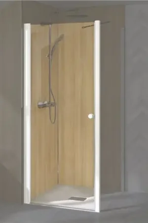 Vente Flash Porte de douche Supra P Sans seuil verre transparent 90 cm en angle profilé Blanc