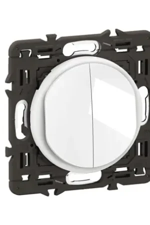 Vente Flash Lot de 20 Double poussoirs 6A Céliane Blanc avec support CX2031